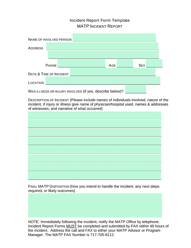 Incident Report Form Template screenshot
