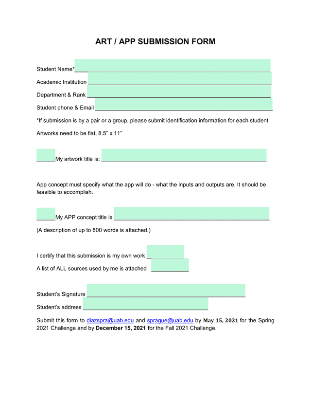 ART  APP SUBMISSION FORM screenshot
