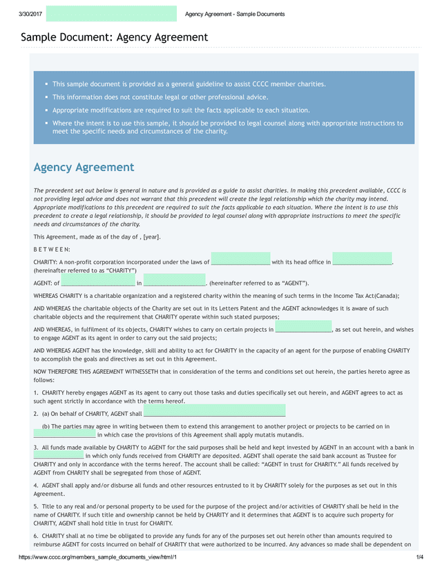 Agency Agreement screenshot