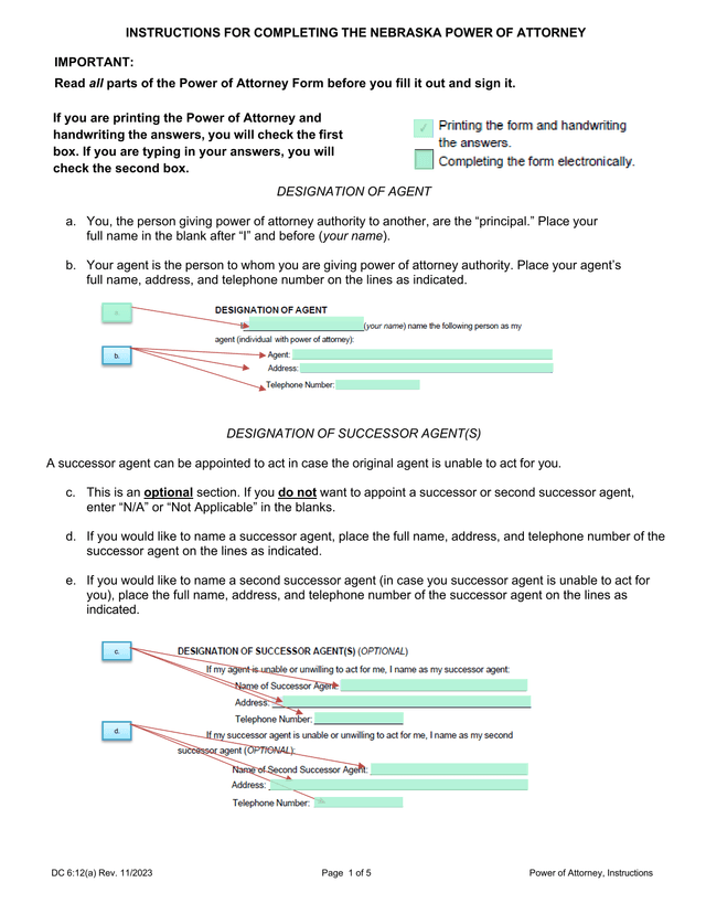 Power Of Attorney, Instructions screenshot