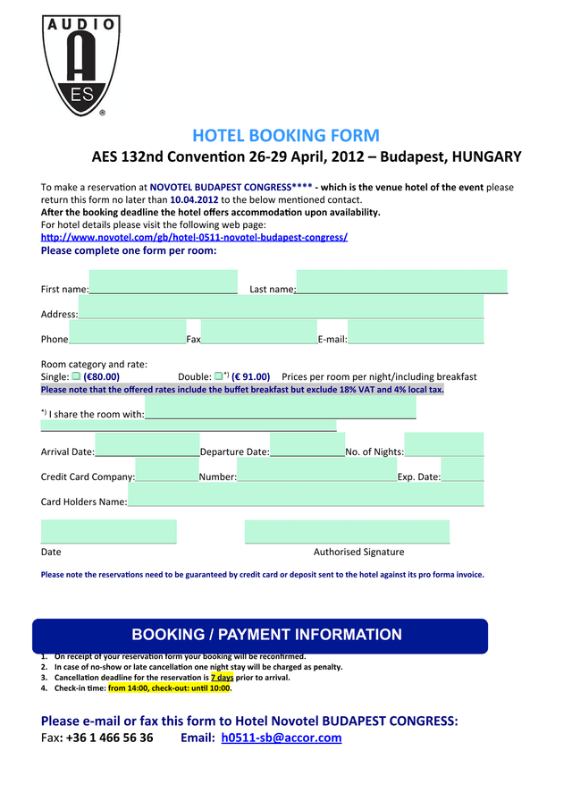 HOTEL BOOKING FORM screenshot