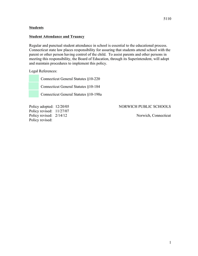 Student Attendance And Truancy Policy screenshot