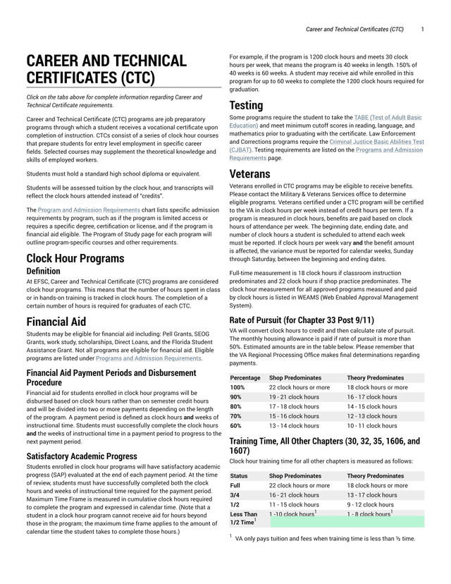 Career And Technical Certificates (CTC) screenshot