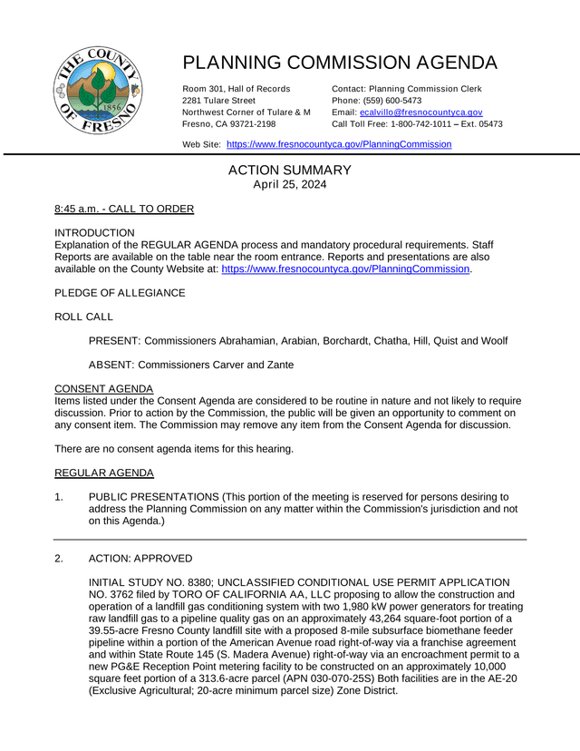 Planning Commission Agenda screenshot