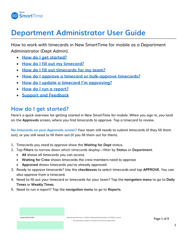 Department Administrator User Guide screenshot