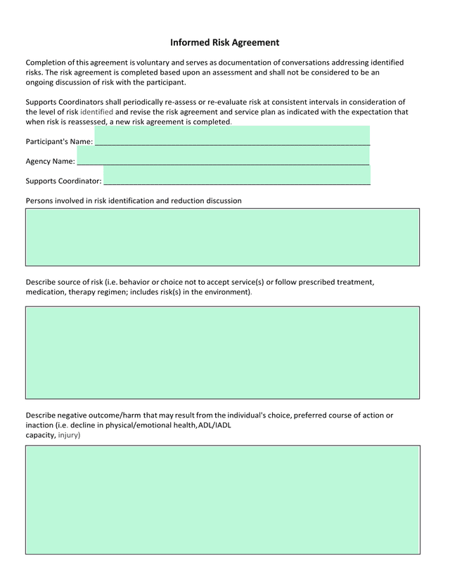 Informed Risk Agreement screenshot