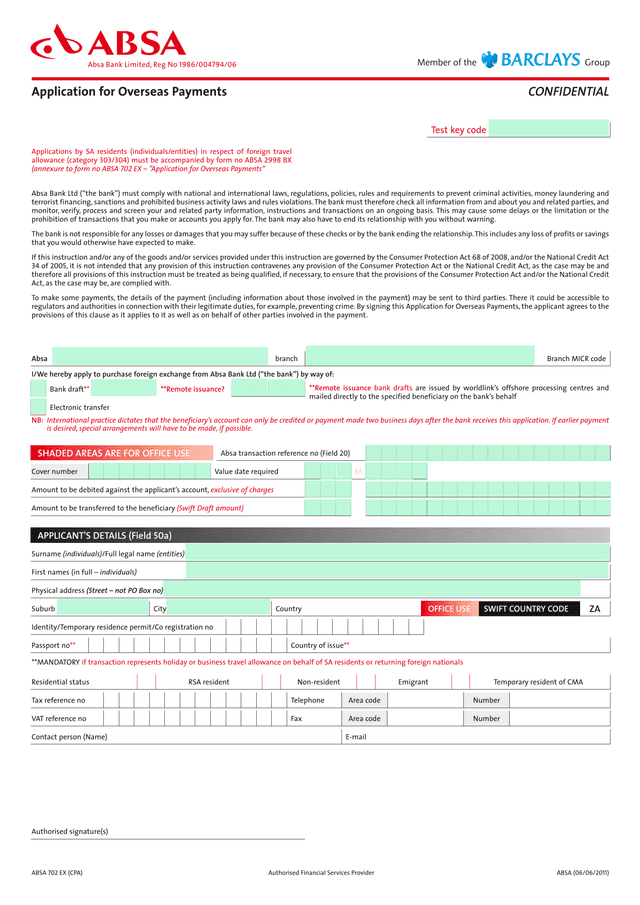 Application For Overseas Payments screenshot