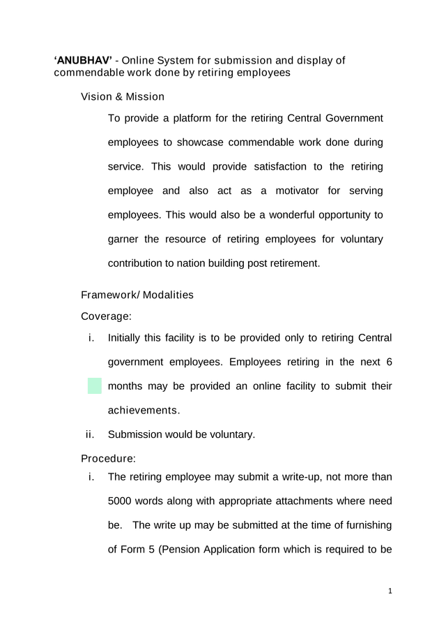 ANUBHAV   Online System For Submission And Display Of Commendable Work Done By Retiring Employees screenshot