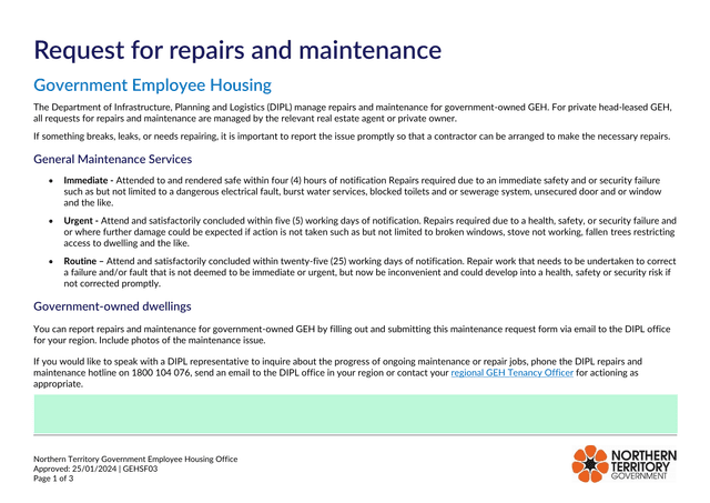 Request For Repairs And Maintenance screenshot