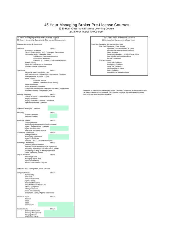 45 Hour Managing Broker Pre License Courses screenshot