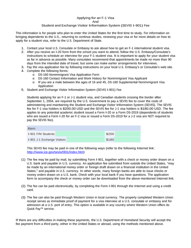Applying For An F 1 Visa And SEVIS I 901 Fee screenshot