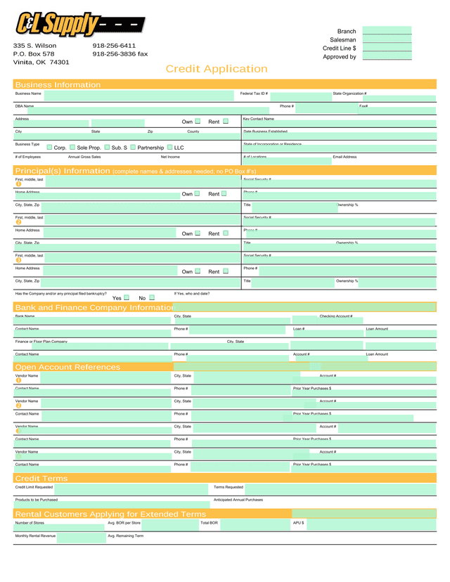 Credit Application screenshot