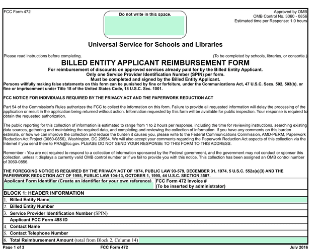 FCC Form 472 screenshot