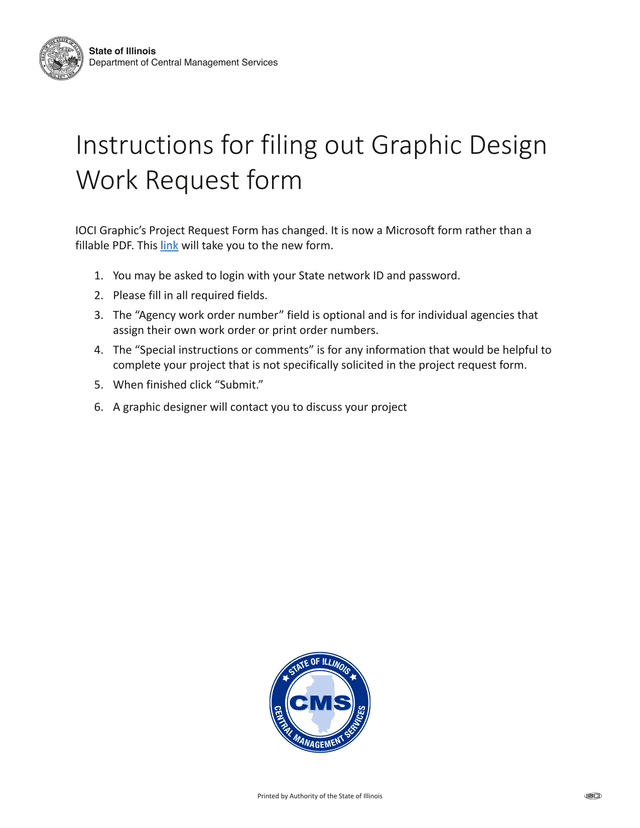 IOCI GraphicS Project Request Form screenshot
