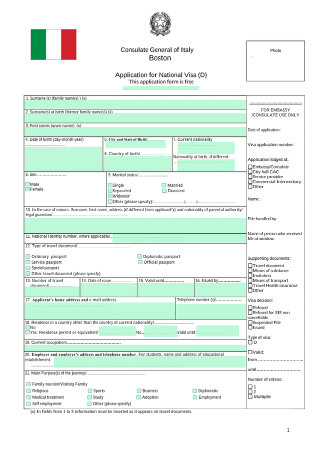 Consulate General Of Italy Visa Application screenshot