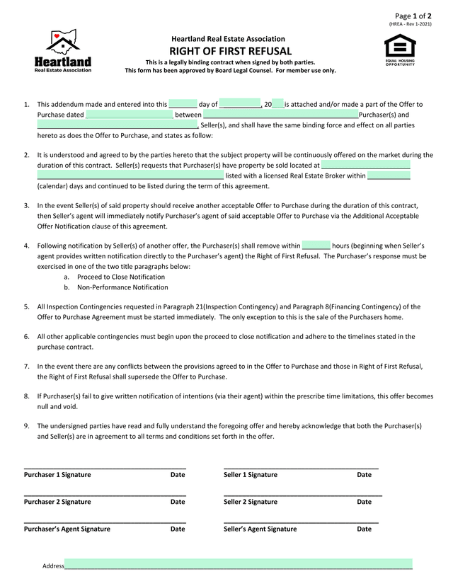Right Of First Refusal screenshot