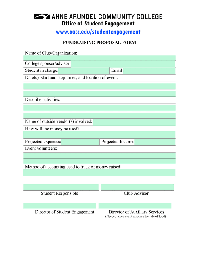 Fundraising Proposal Form screenshot
