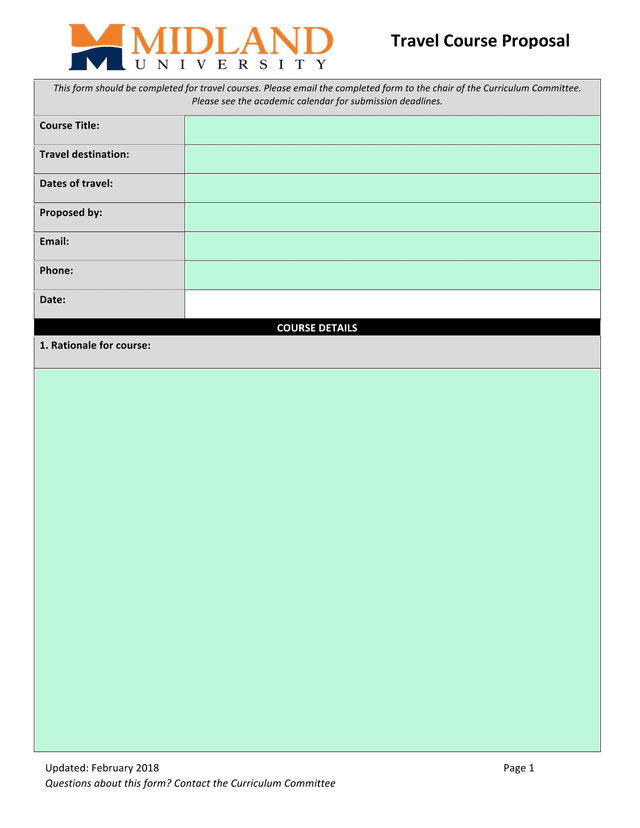 Travel Course Proposal screenshot