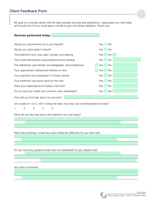 Client Feedback Form screenshot