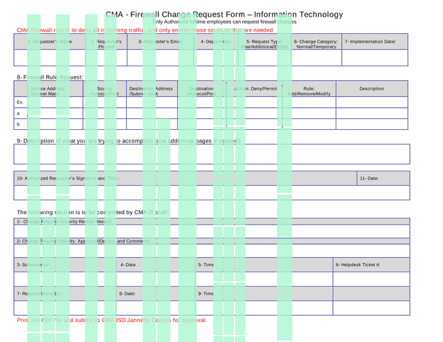 CMA   Firewall Change Request Form screenshot