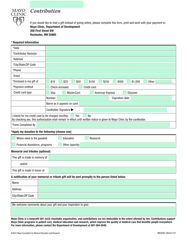 Contribution Form screenshot
