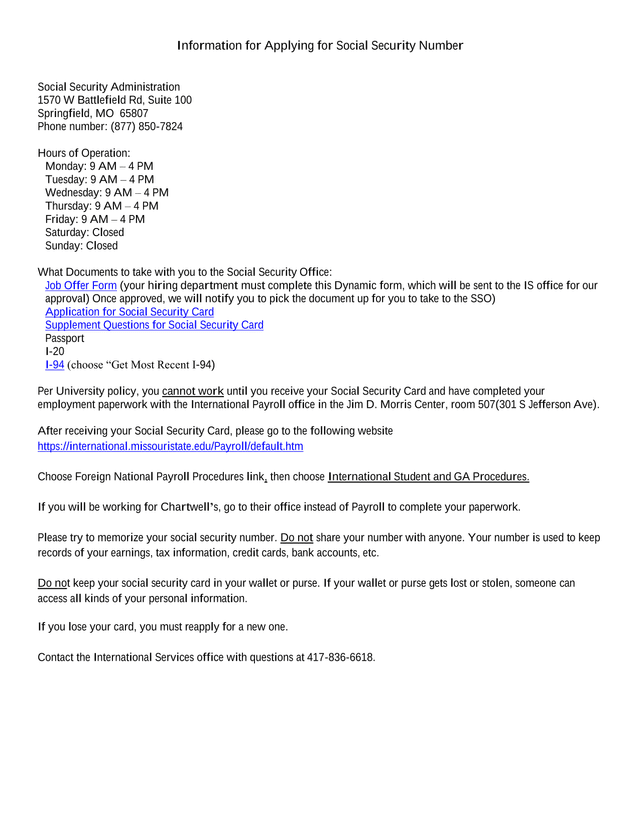 Information For Applying For Social Security Number screenshot