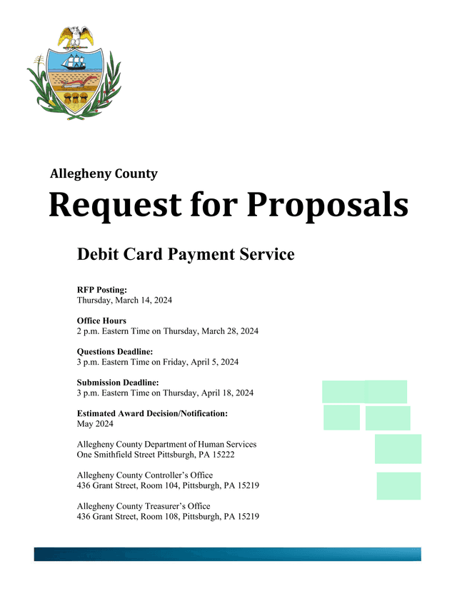 Allegheny County Request For Proposals Debit Card Payment Service screenshot