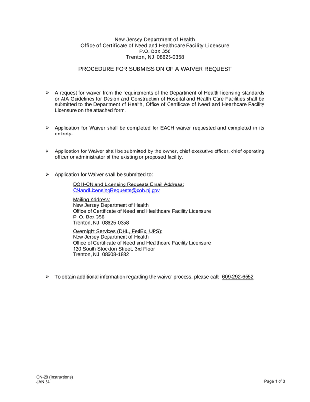 CN 28 Application For Waiver screenshot