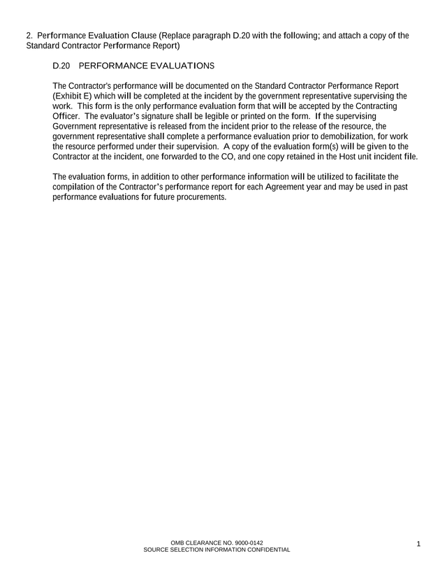 Standard Contractor Performance Report screenshot