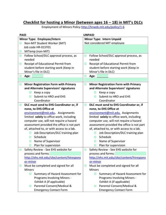 Checklist For Hosting A Minor (Between Ages 16  18) In MITS DLCs screenshot