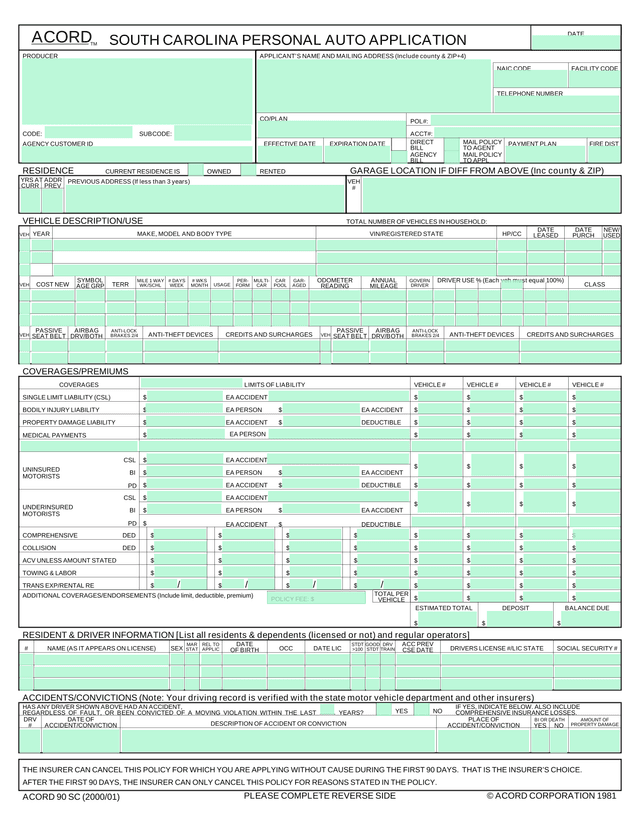 Vehicle Insurance Application Form screenshot