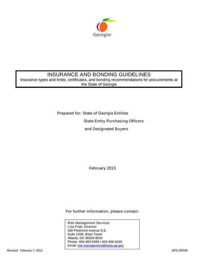 SPD SP048 Insurance And Bonding Guidelines screenshot