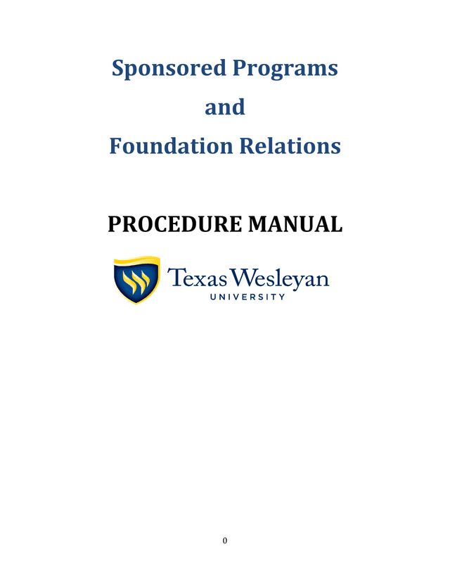 Sponsored Programs And Foundation Relations Procedure Manual screenshot