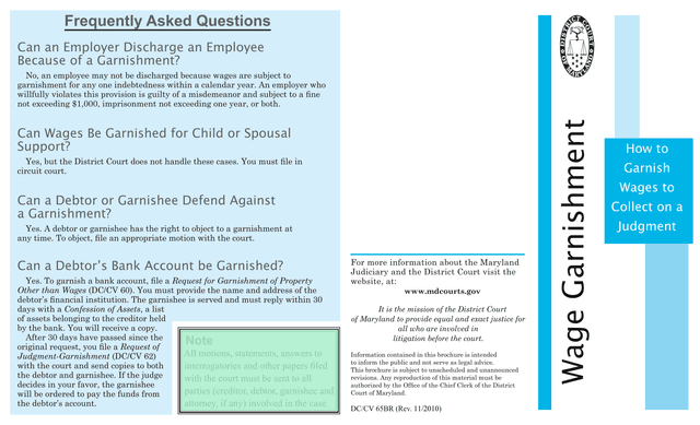 Wage Garnishment Information screenshot