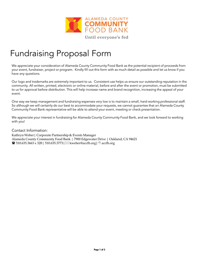 Fundraising Proposal Form screenshot