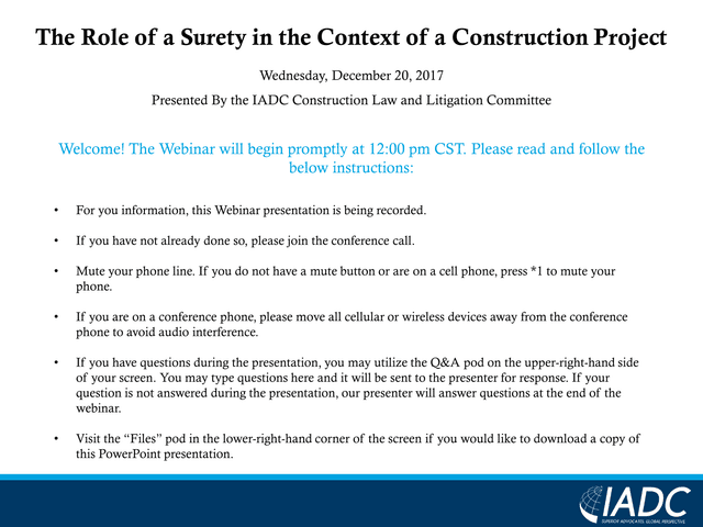 The Role Of A Surety In The Context Of A Construction Project screenshot
