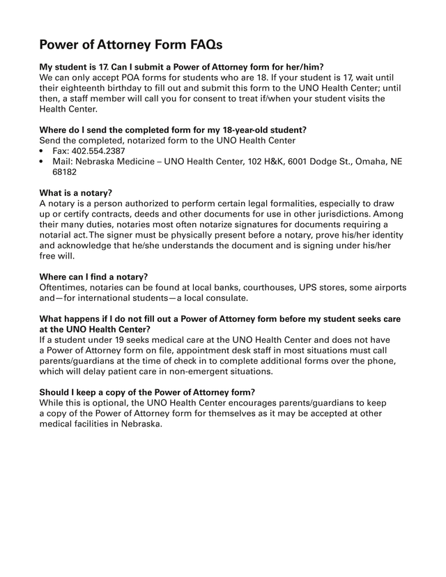 Power Of Attorney Form FAQs screenshot