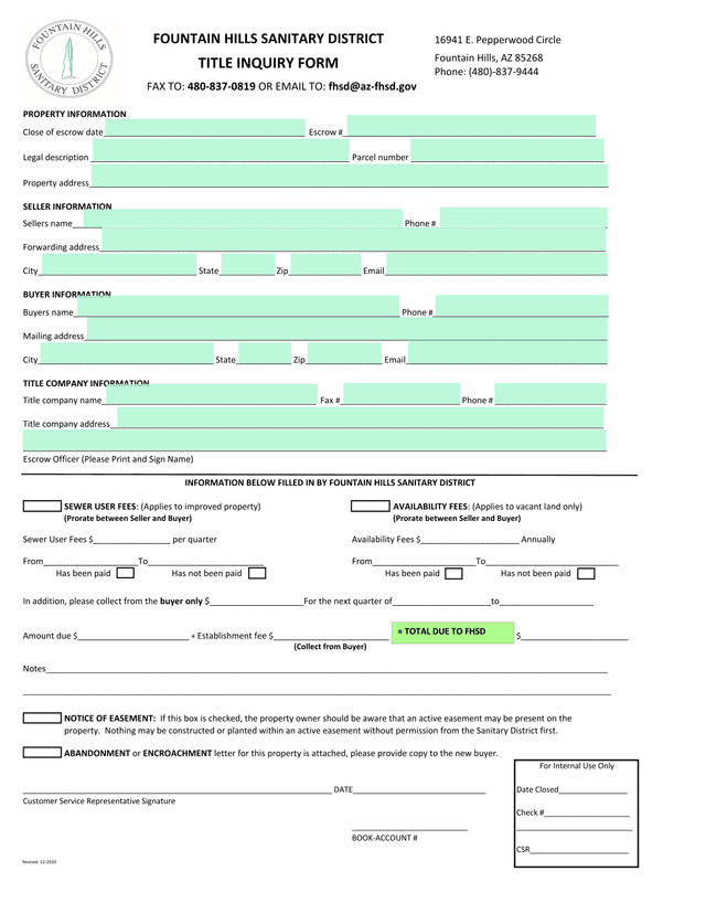 Title Inquiry screenshot