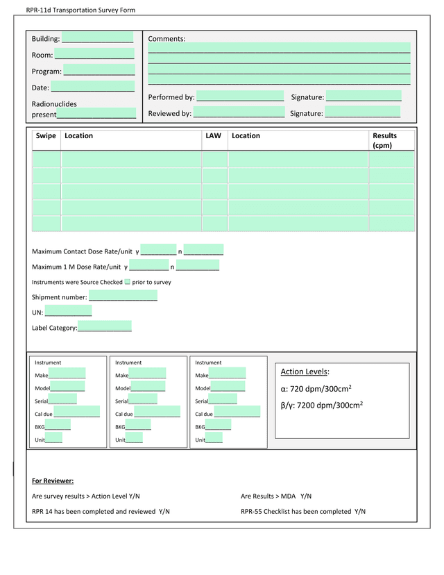 RPR 11d Transportation Survey Form screenshot