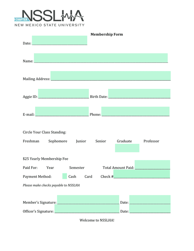 Membership Form screenshot