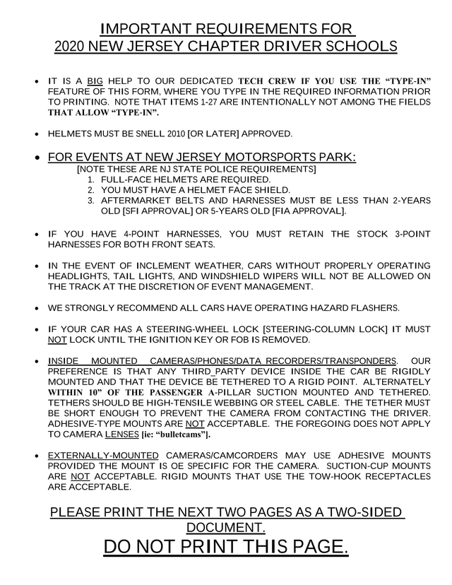 2020 New Jersey Chapter Driver Schools Requirements screenshot
