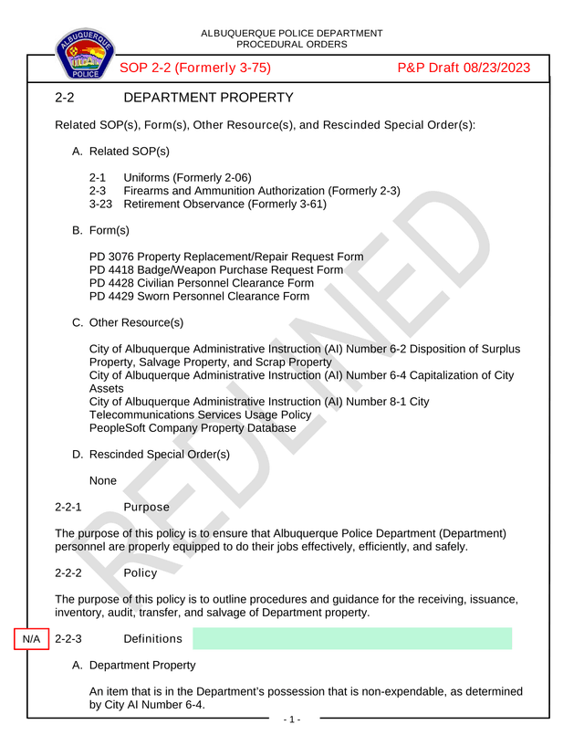 Albuquerque Police Department Procedural Orders 2 2 screenshot