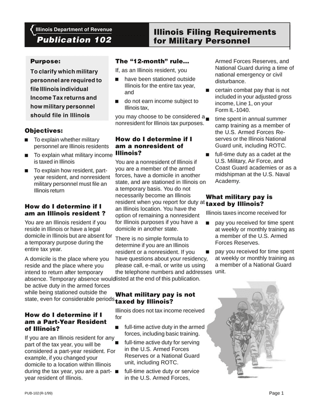 PUB 102 Military Personnel Residency And Tax Guide screenshot