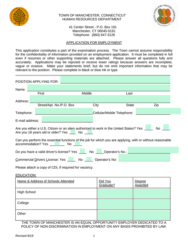 Application For Employment screenshot