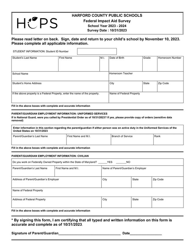 Federal Impact Aid Survey screenshot