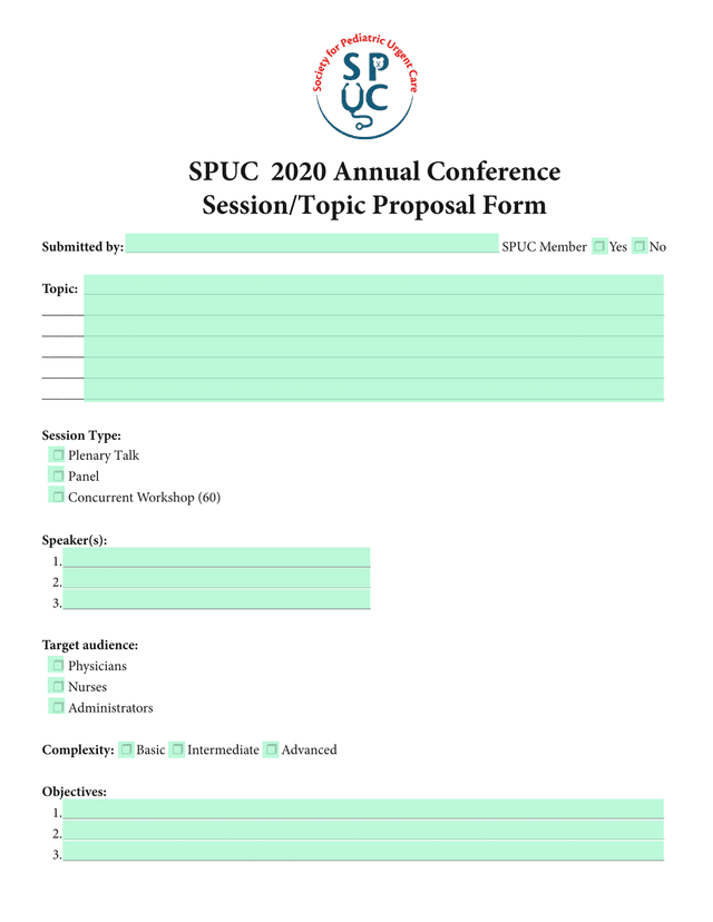 SPUC 2020 Annual Conference SessionTopic Proposal Form screenshot