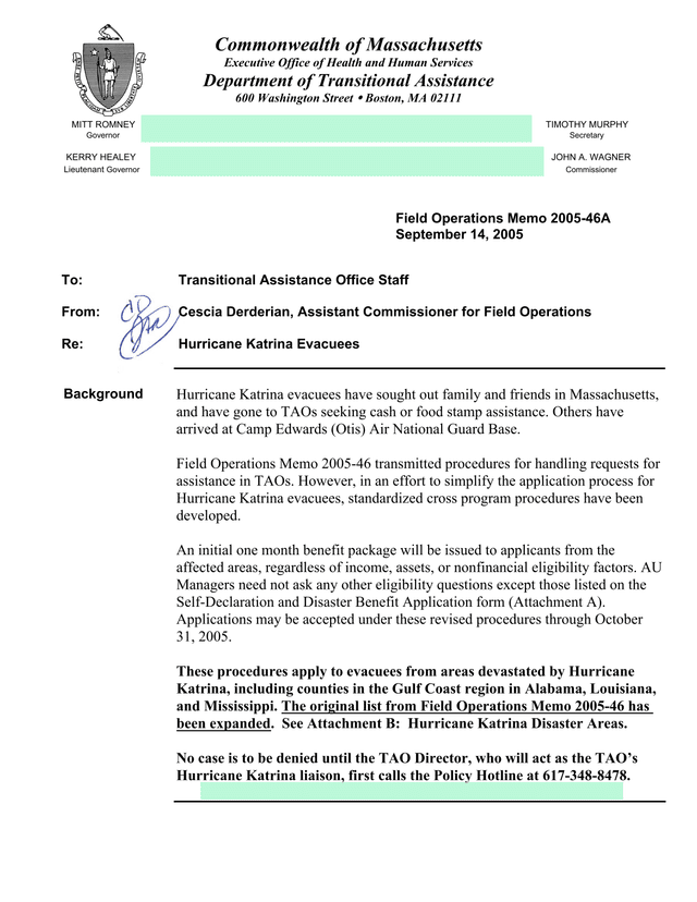 Field Operations Memo 2005 46A screenshot