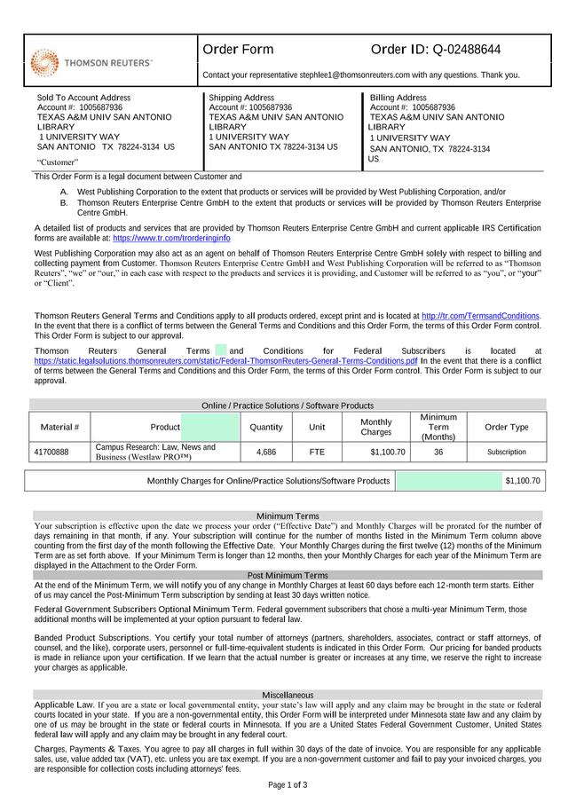 Order Form screenshot