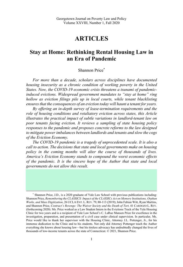 Stay At Home Rethinking Rental Housing Law In An Era Of Pandemic screenshot