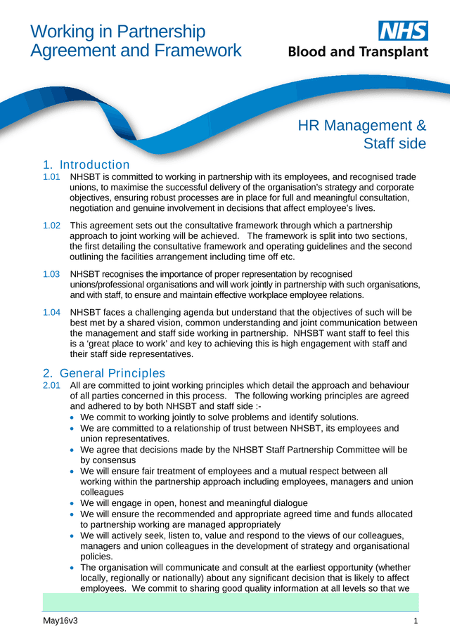 Working In Partnership Agreement And Framework screenshot
